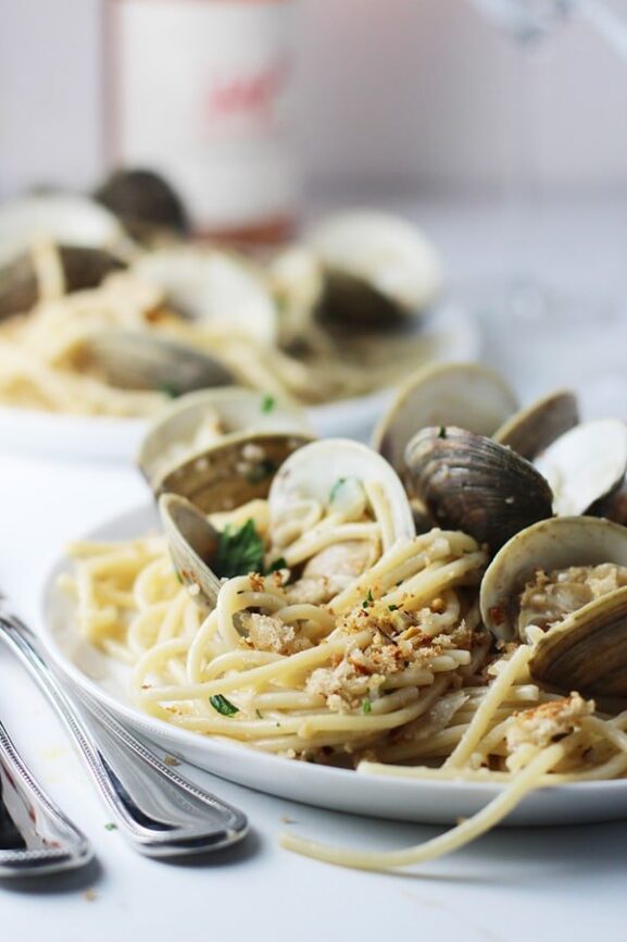 30 Minute Spaghetti and Clams with Brown Butter and Garlic Breadcrumbs