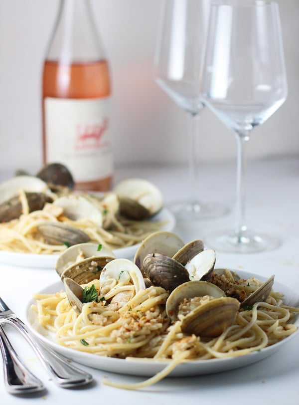 Spaghetti and Clams with Brown Butter and Garlic Breadcrumbs 