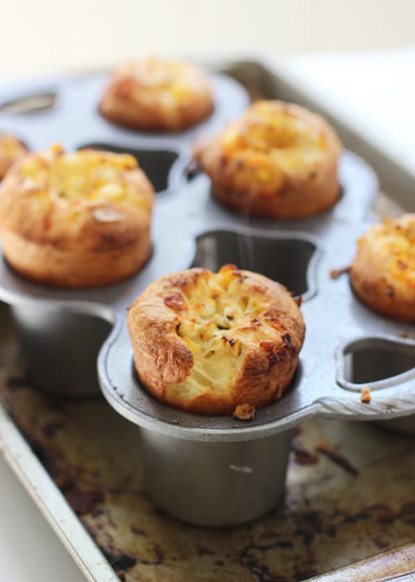 Charred Corn, Pancetta and Cheddar Popovers with Sun-Dried Tomato Butter 