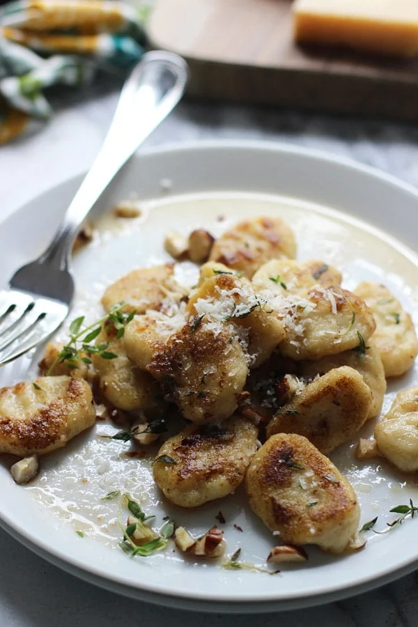 Crispy Gnocchi with Brown Butter, Thyme and Toasted Hazelnuts