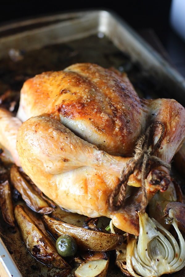 Roast Chicken with Fennel and Olives 