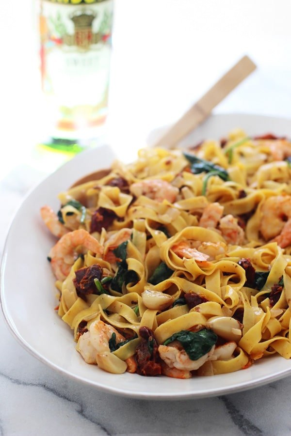 Shrimp Tagliatelle with Roasted Garlic, Sun-dried Tomatoes and Sweet Vermouth Cream Sauce 2