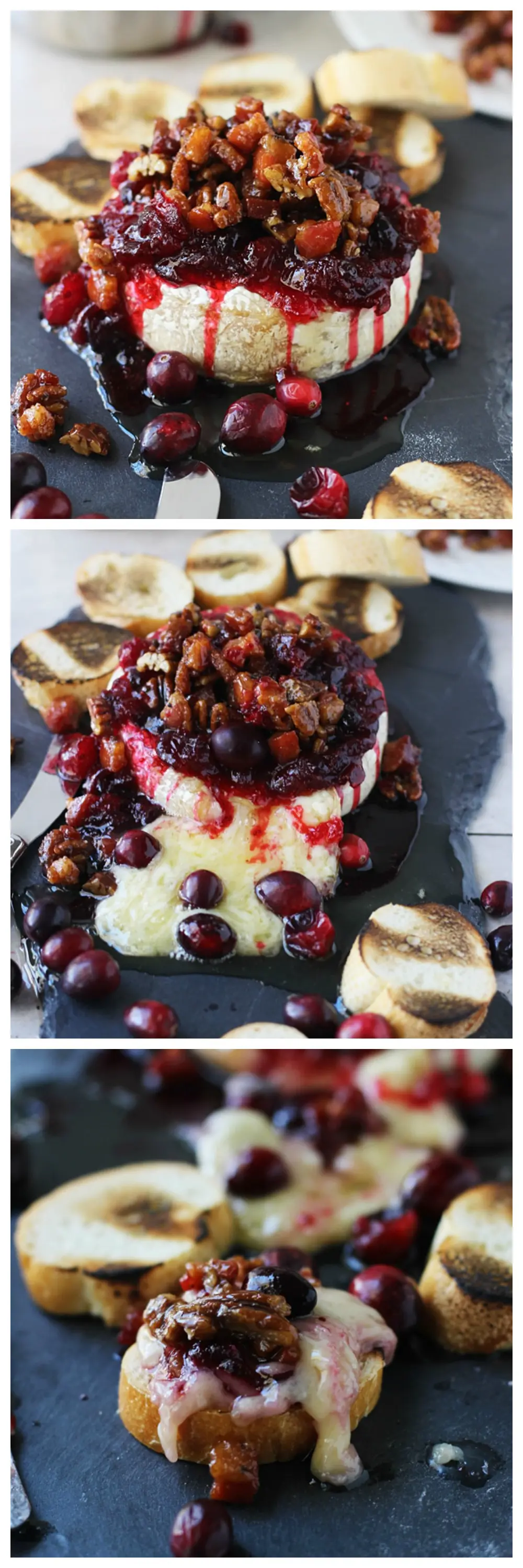Baked Brie with Candied Pancetta, Pecans and Spicy Cranberries