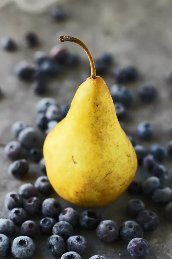 Teleggio Burgers with Spicy Pancetta and Pear and Blueberry Chutney