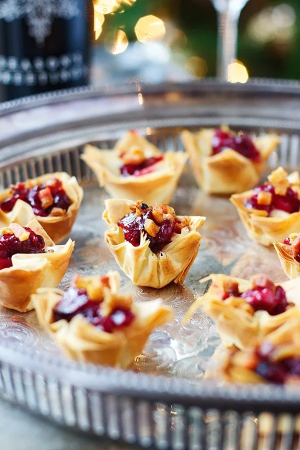 Brie, Cranberry and Pancetta Phyllo Bites