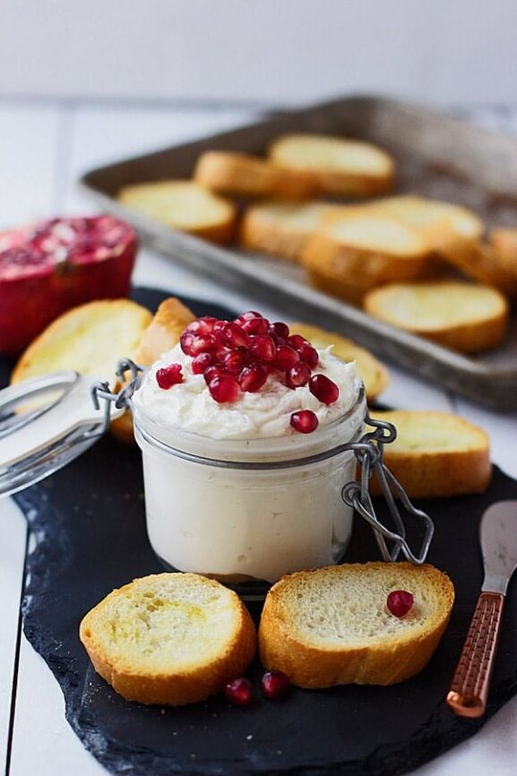Whipped Goat Cheese with Honey and Pomegranates Cooking for Keeps