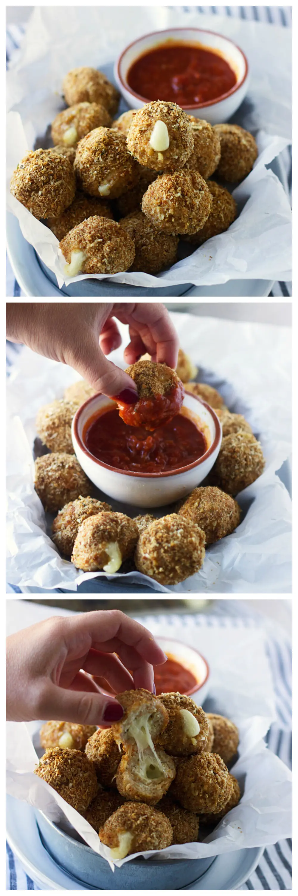 Baked Chicken Parmesan Poppers with Easy Marinara