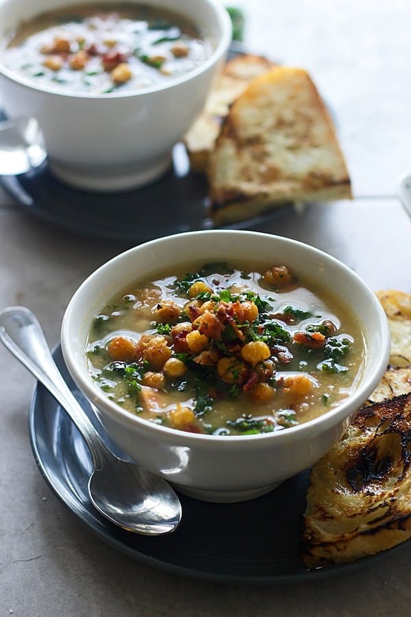 Chickpea Soup with Kale and Bacon