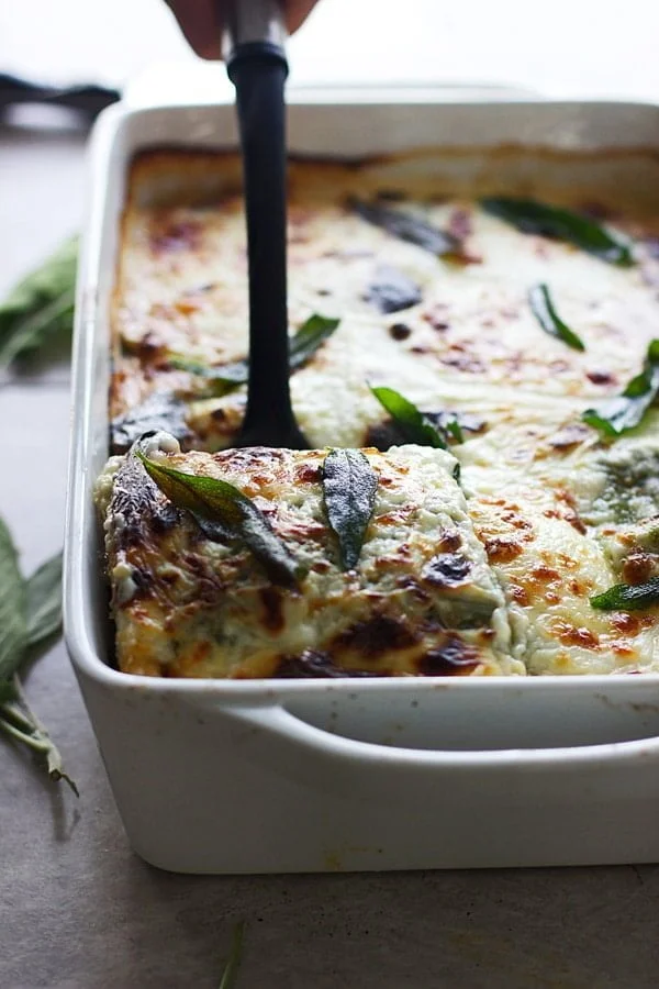 Triple Mushroom Lasagna with Homemade Ricotta and Spinach Pasta | cookingforkeeps.com