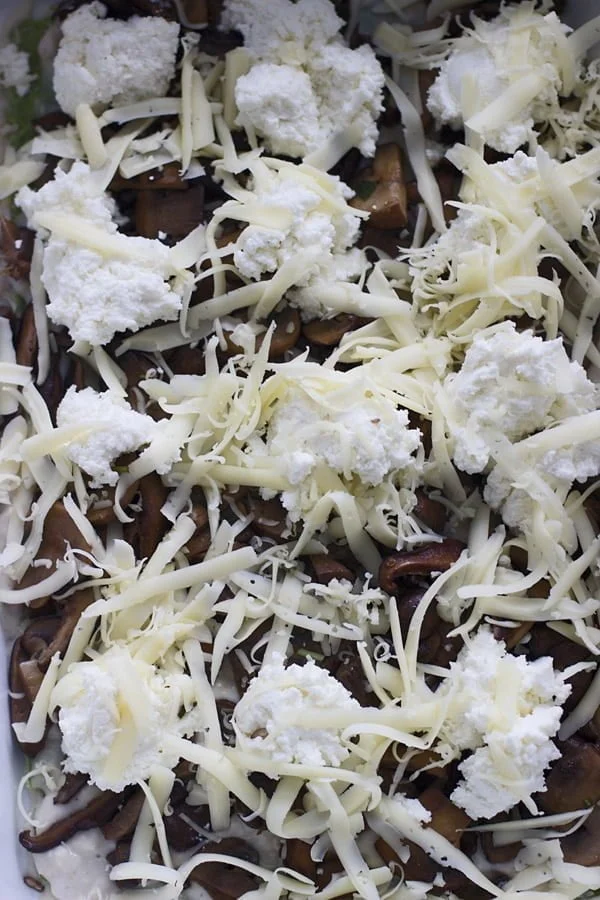 Triple Mushroom Lasagna with Homemade Ricotta and Spinach Pasta | cookingforkeeps.com
