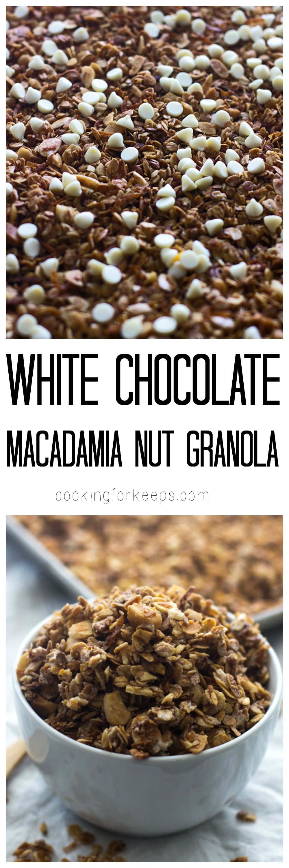 White Chocolate Macadamia Nut Granola - Tastes EXACTLY like a white chocolate macadamia nut cookie! 