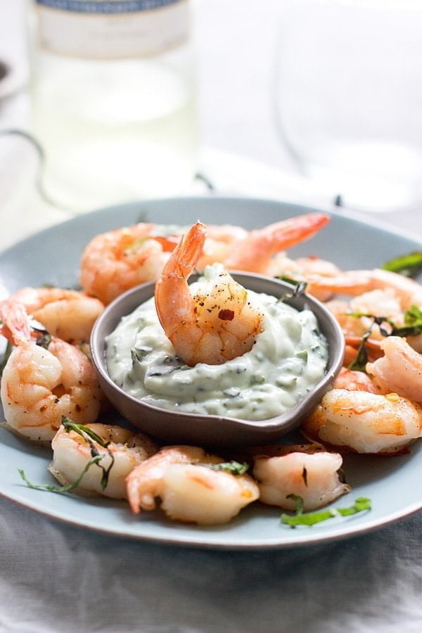 Shrimp Cocktail with Basil Dipping Sauce