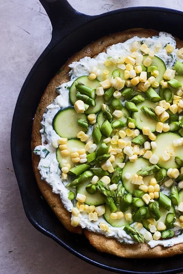 Spring Flatbreads with Herbed Ricotta and Homemade Whole-Wheat Crust