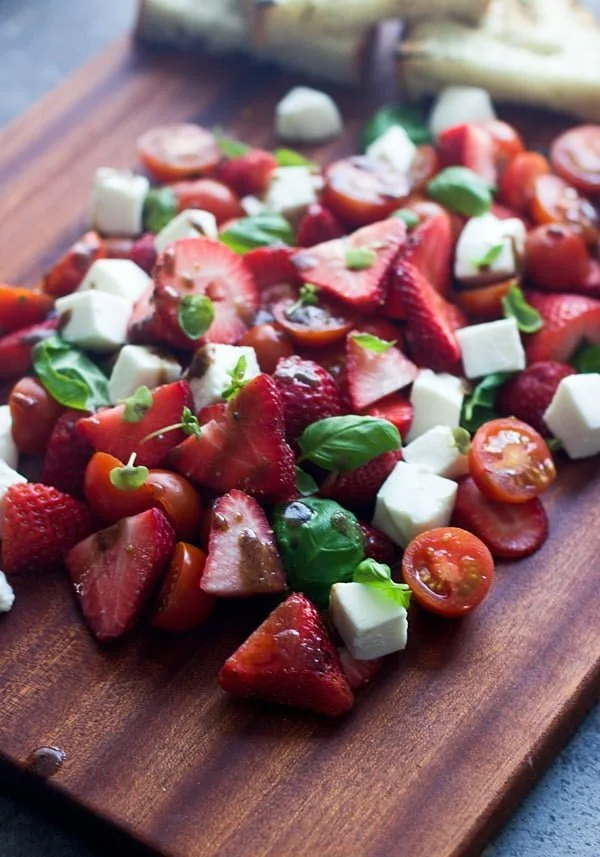 Strawberry Caprese Salad with Brown Butter Balsamic Vinaigrette
