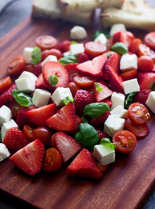 Strawberry Caprese Salad with Brown Butter Balsamic Vinaigrette