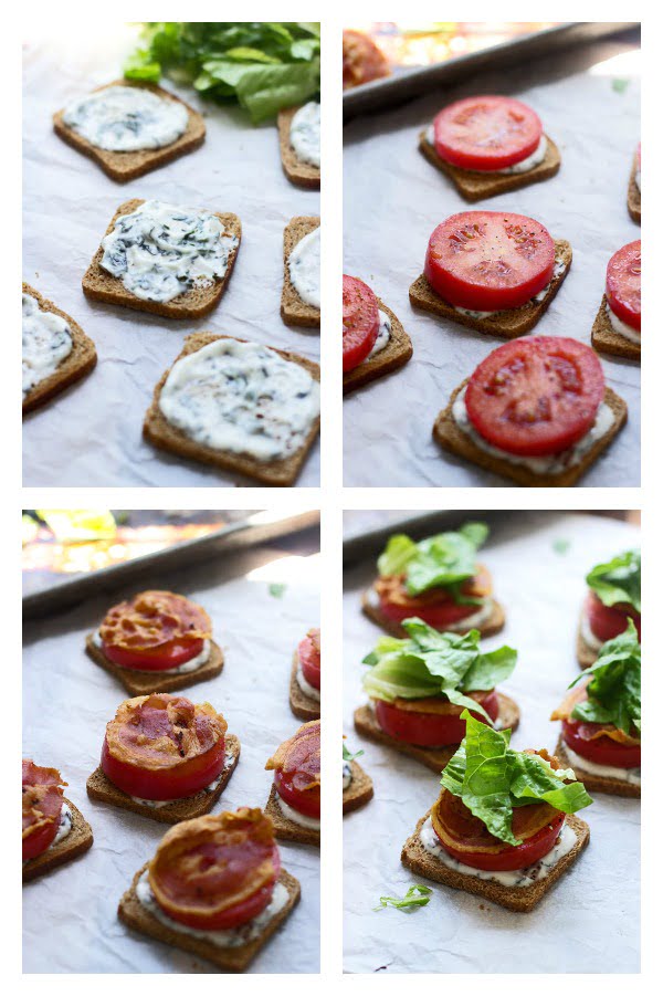 Mini BLT Sandwiches with Basil Lemon Mayo