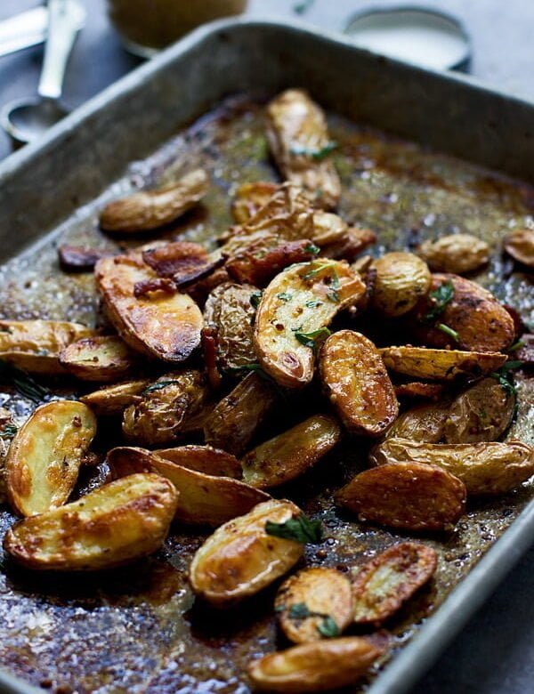 Bacon Roasted Fingerling Potatoes with Stone-Ground Mustard and Tarragon