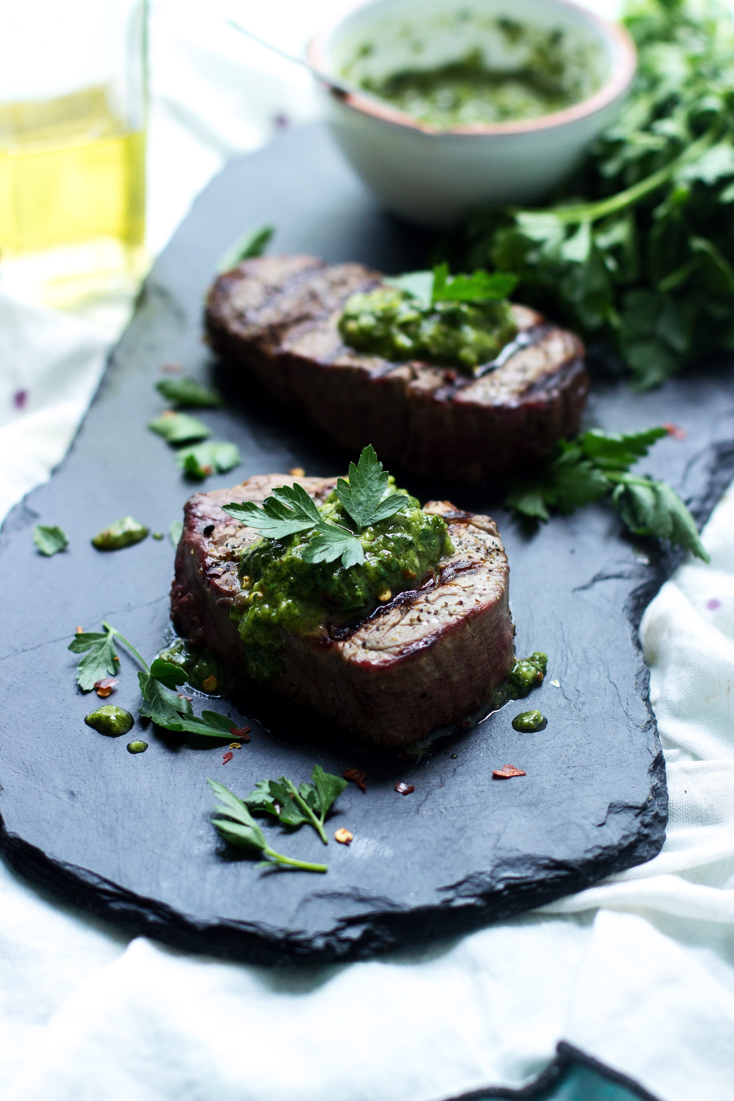 Grilled Beef Tenderloin With Quick Chimichurri Sauce Cooking For Keeps