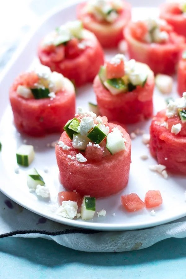 Watermelon, Feta and Cucumber Salad Cups 3