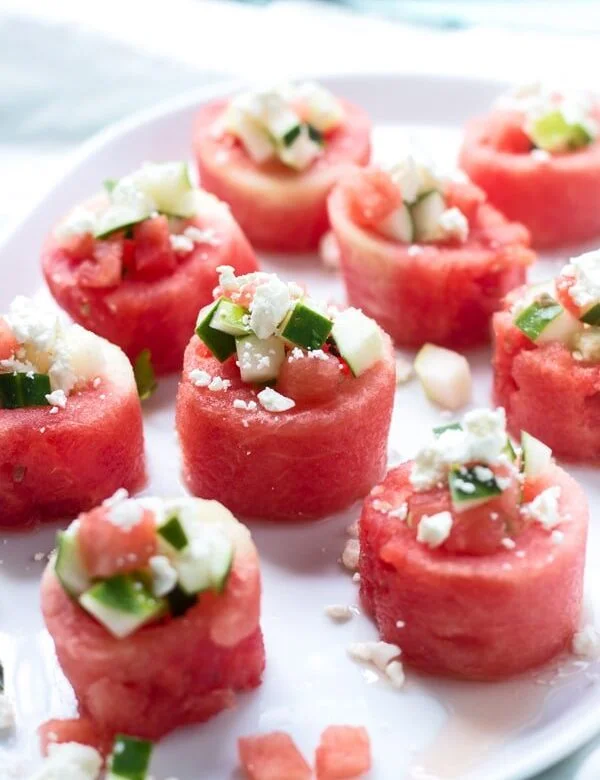 Watermelon, Feta and Cucumber Salad Cups 4