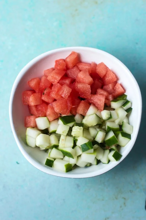 Watermelon, Feta and Cucumber Salad Cups