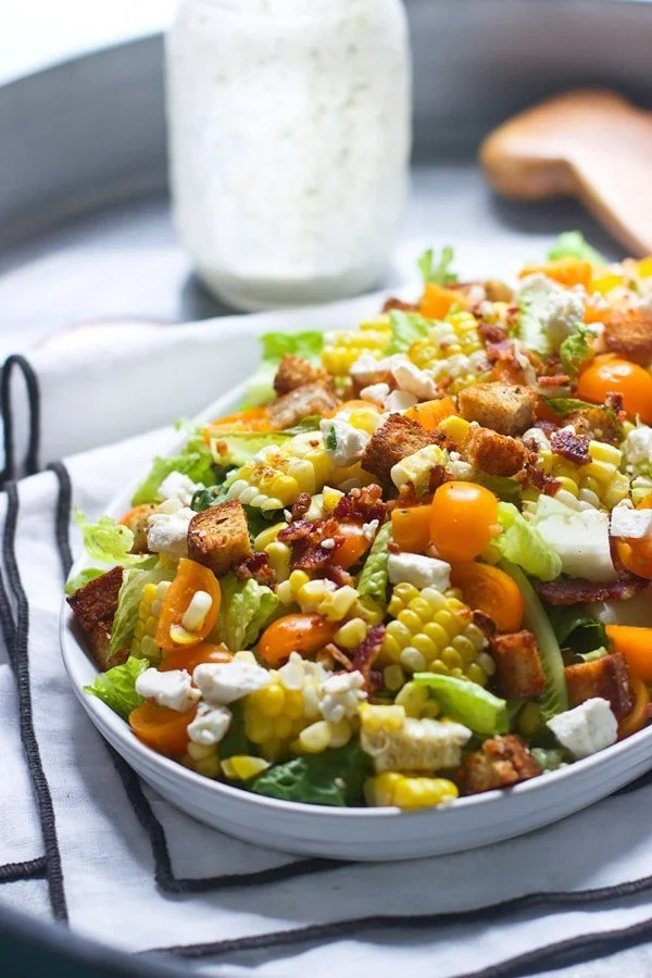 Chopped Summer Salad with Spicy (Light) Buttermilk Ranch