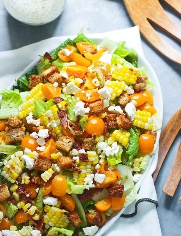 Chopped Summer Salad with Spicy (Light) Buttermilk Ranch