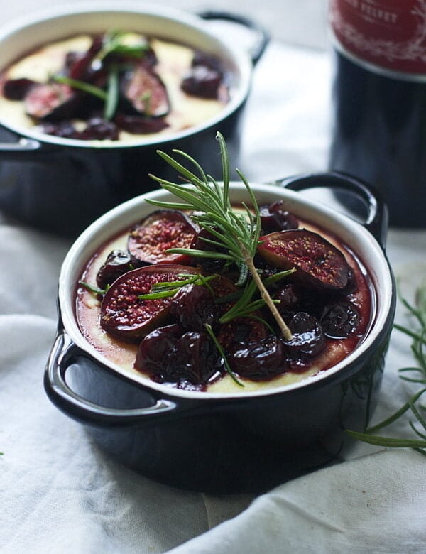 Creamy Goat Cheese Polenta with Roasted Figs, Tart Cherries and Fried Rosemary 3