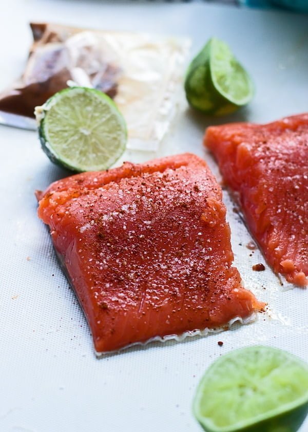 Seared Salmon with Chipotle Lime Honey Butter