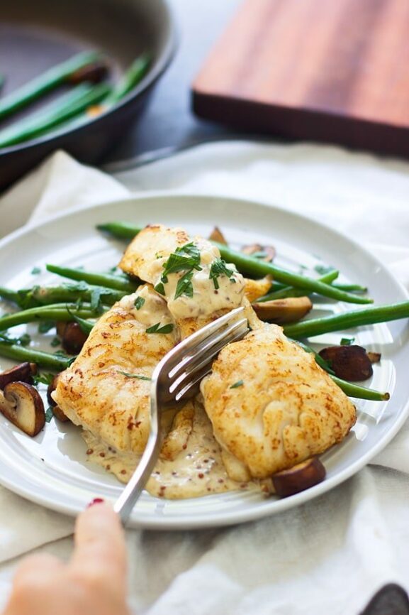 Brown Butter Seared Haddock with Mustard Cream Sauce Cooking for Keeps