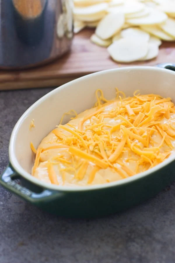 Creamy Pumpkin Cheddar Scalloped Potatoes