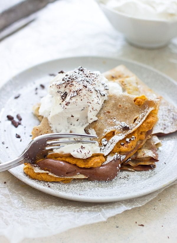 Pumpkin and Chocolate Mousse Crepes