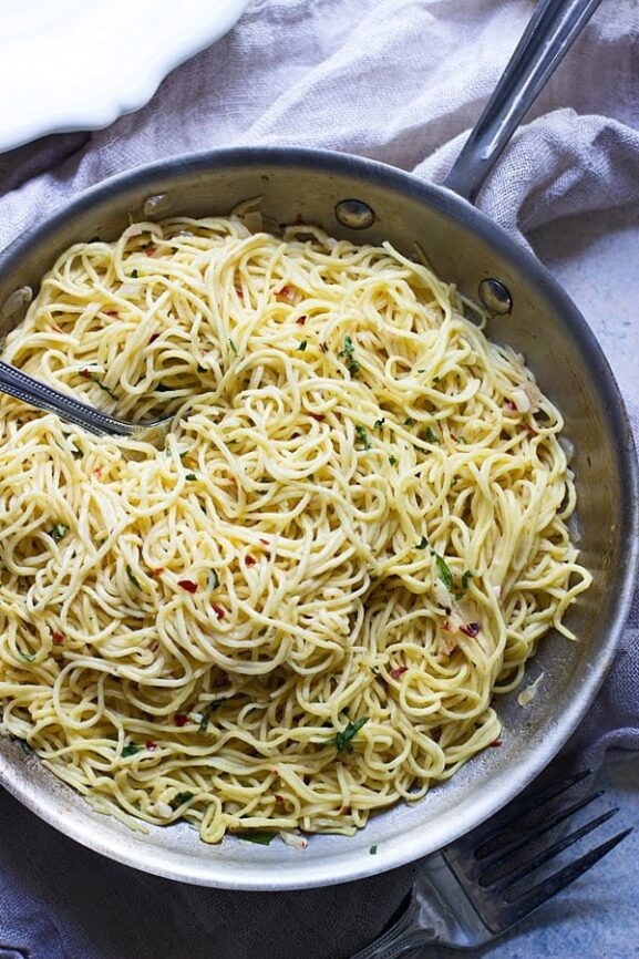 Homemade Lemon Angel Hair with Spicy White Wine Sauce Cooking for Keeps