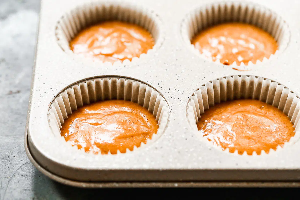 Batter 3/4 full in muffin tin