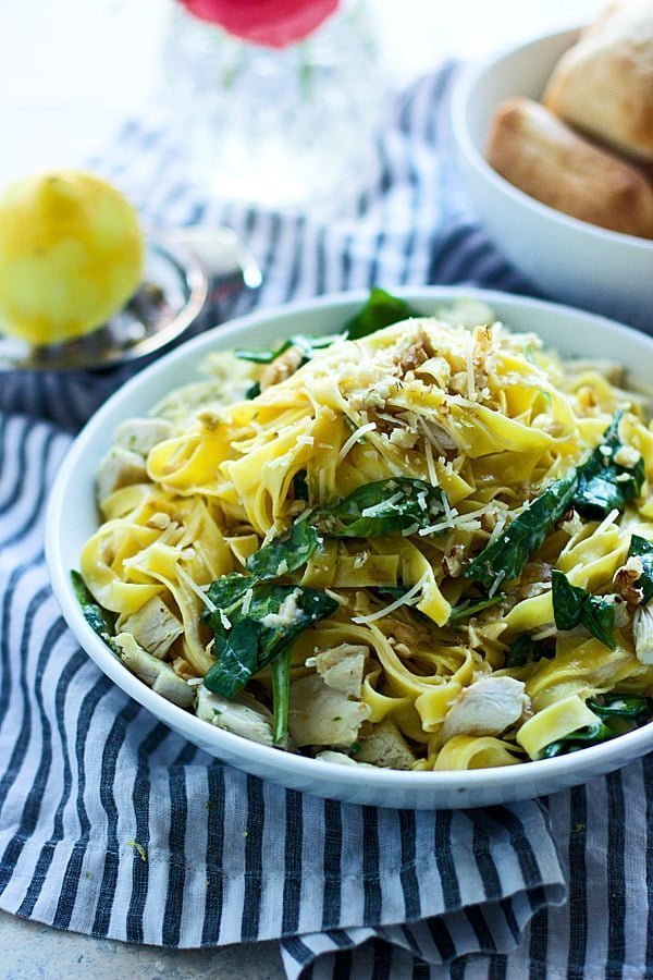 Creamy Lemon and Leftover Turkey Tagliatelle