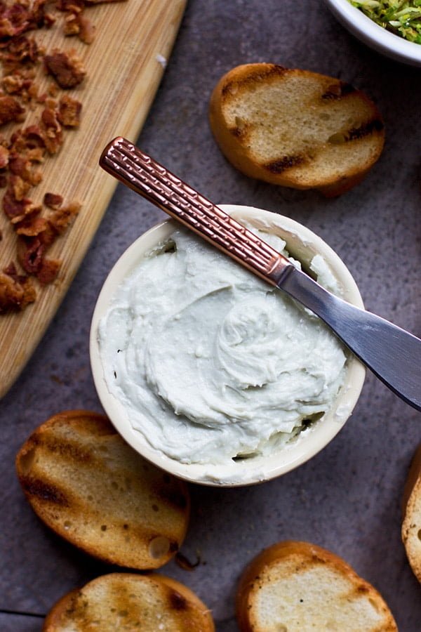 Five Ingredient Brussels Sprout and Bacon Crostini with Whipped Blue Cheese 2