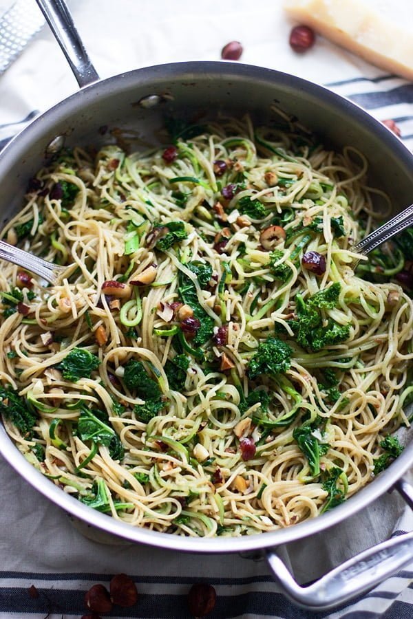 Whole-Wheat and Zucchini Spaghetti with Brown Butter, Hazelnuts and Kale 2