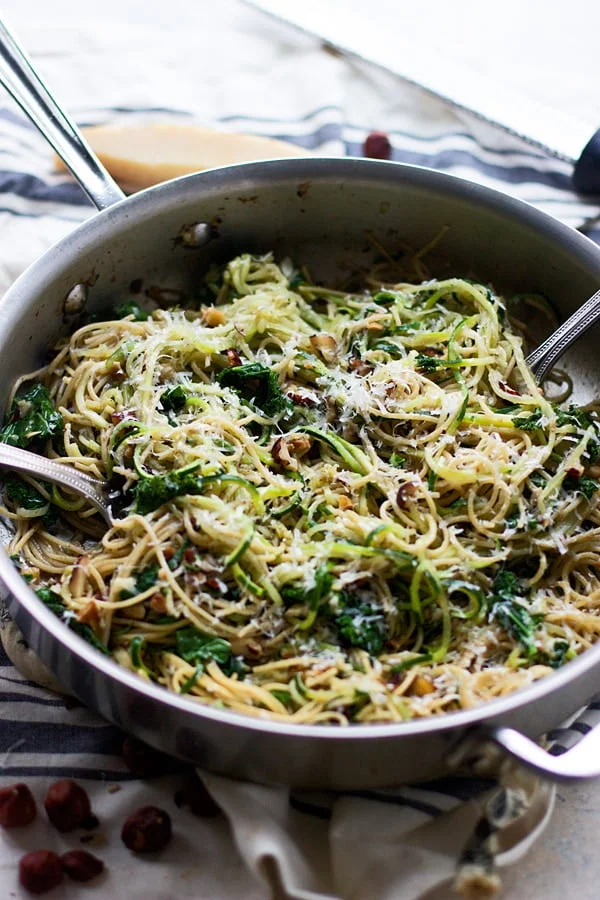 Whole-Wheat and Zucchini Spaghetti with Brown Butter, Hazelnuts and Kale 5
