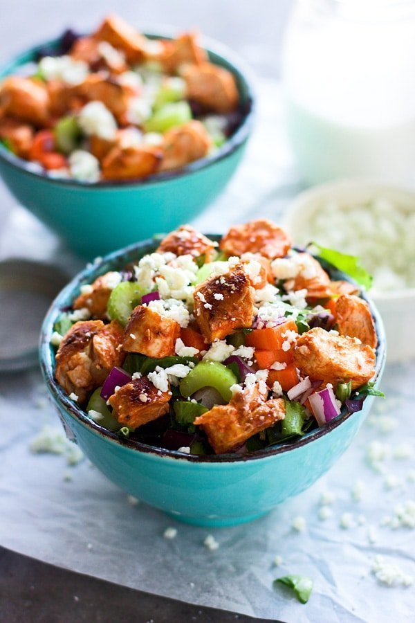 Healthy Chopped Buffalo Chicken Salad with Creamy Blue Cheese Dressing 2