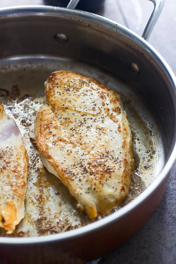 Seared chicken breasts 