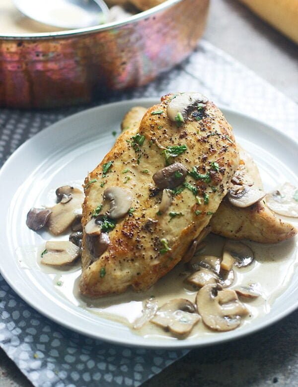 Five Ingredient Creamy Chicken Marsala - Easy and SO flavorful. Perfect for non-cooks and cooks alike!