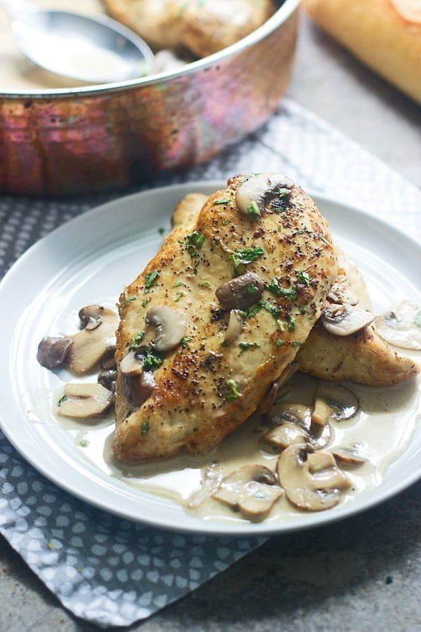 Five Ingredient Creamy Chicken Marsala - Easy and SO flavorful. Perfect for non-cooks and cooks alike! 