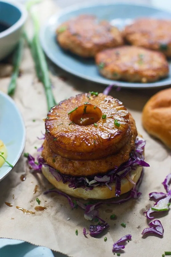 Teriyaki Salmon Burgers (With easy homemade teriyaki sauce!)