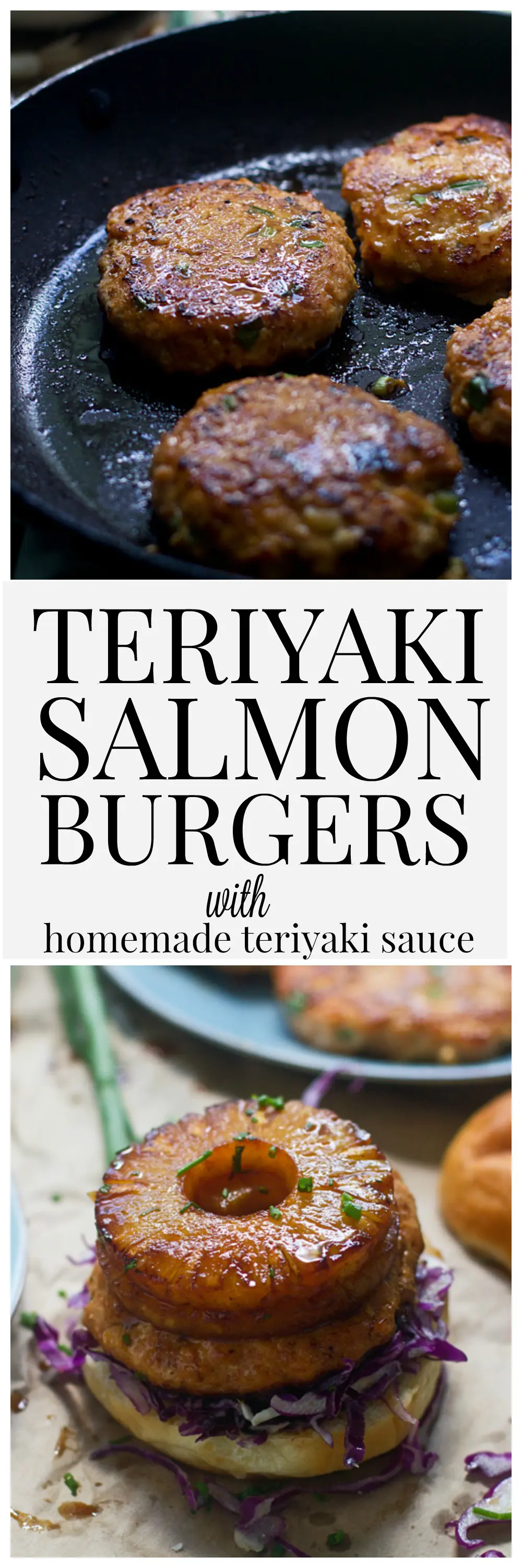 Teriyaki Salmon Burgers (With EASY homemade teriyaki sauce!)
