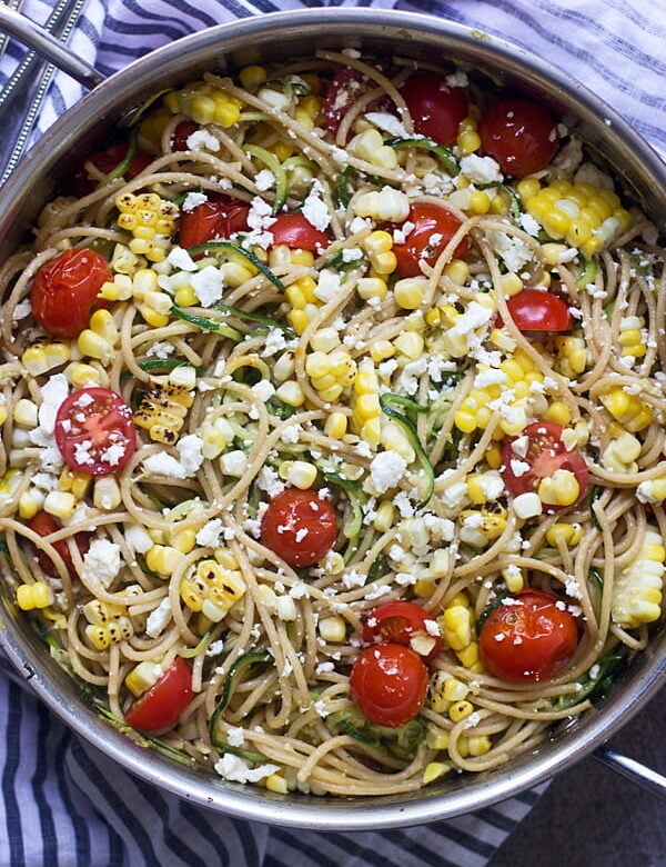 Grilled Summer Zucchini and Whole-Wheat Spaghetti