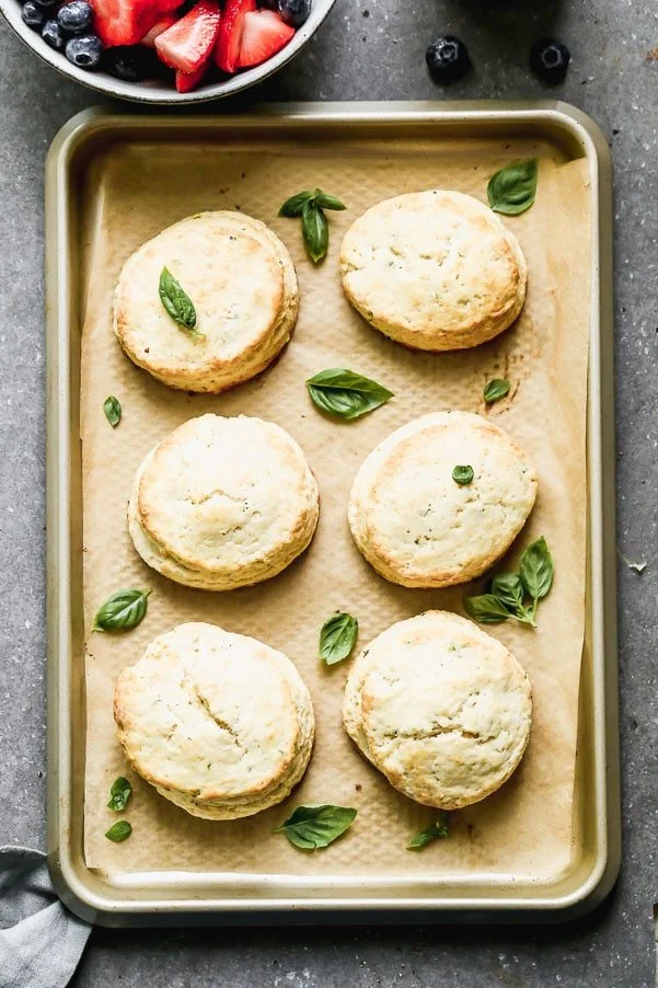 Lemon infused shortcakes with basil