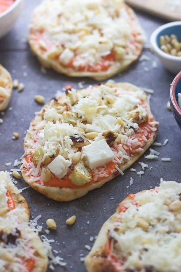 Roasted Red Pepper and Cauliflower Pizzas 3