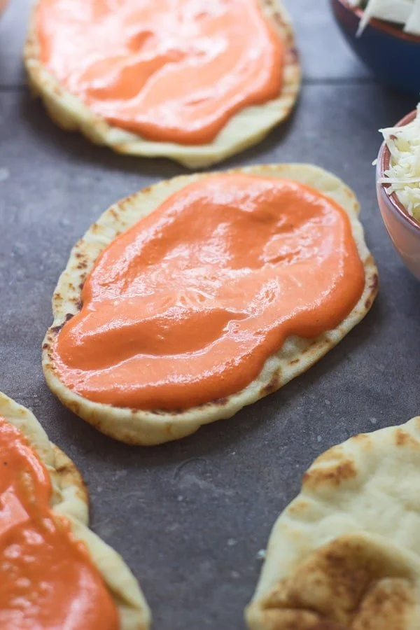 Roasted Red Pepper and Cauliflower Pizzas 4