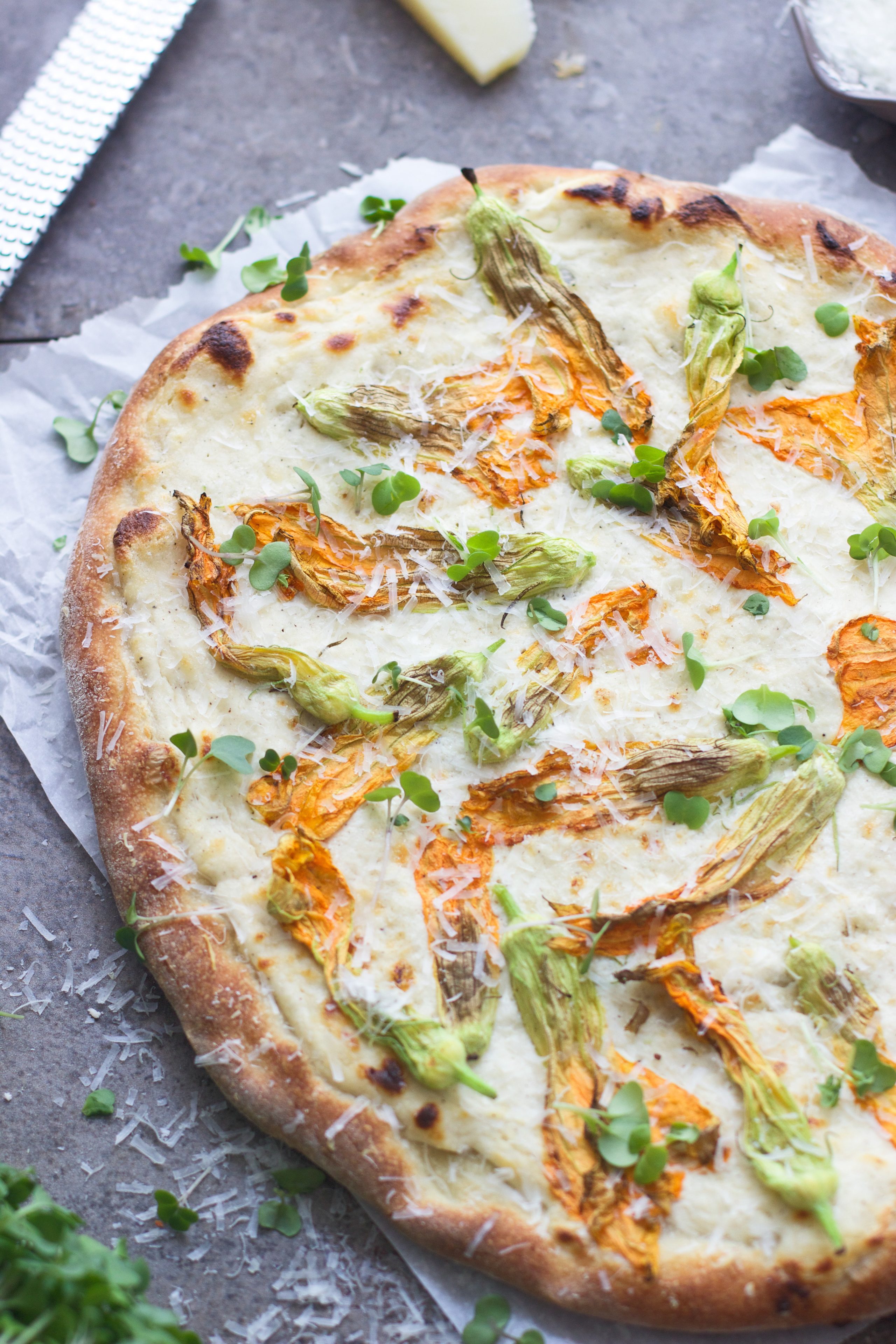 Zucchini Flower Pizza with Brown Butter Ricotta 2