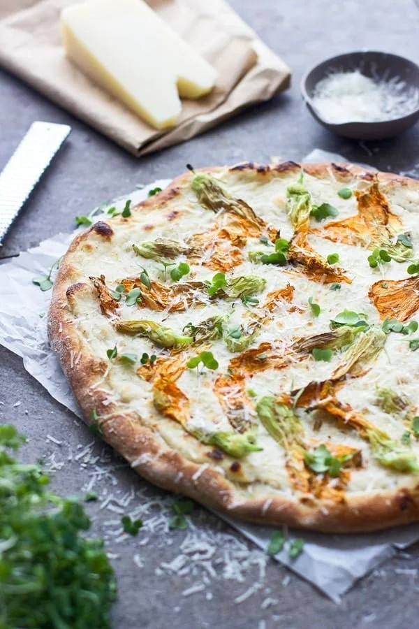 Zucchini Flower Pizza with Brown Butter Ricotta